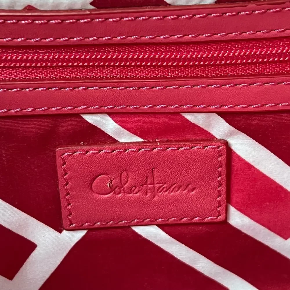 Cole Haan Genevieve Straw Unit Clutch Bag Natural Woven Straw Pink
